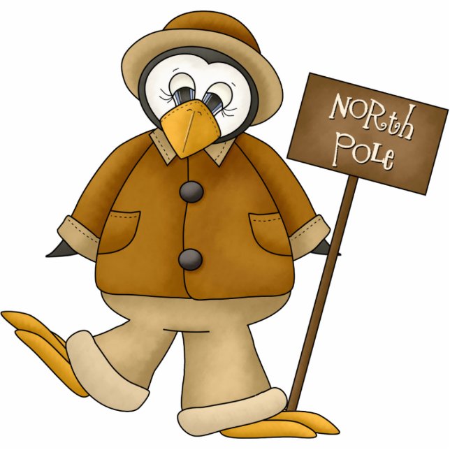 North Pole Penguin Ornament Photo Sculpture Decoration (Front)