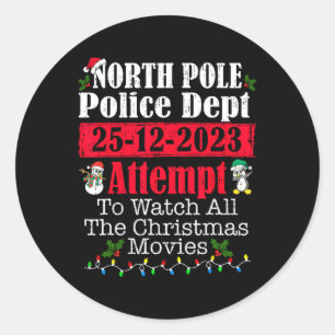 North pole police dept attempt to watch all christ classic round sticker