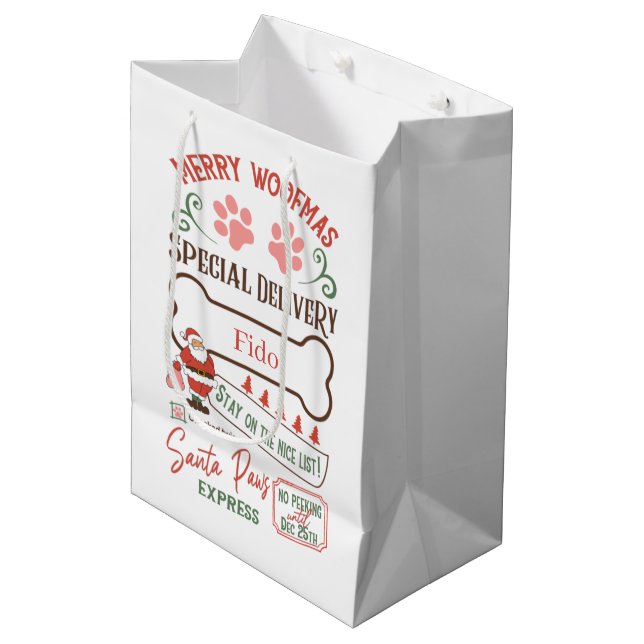North Pole Post Office add dogs name Medium Gift Bag (Front Angled)