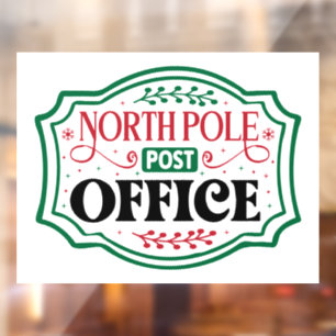North POle Post Office Christmas Window Cling