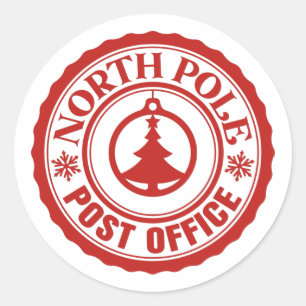 North Pole Post Office Classic Round Sticker