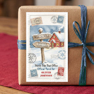 North Pole Post Office Official Parcel Rectangular Sticker