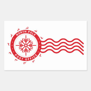 NORTH POLE POST OFFICE RECTANGULAR STICKER