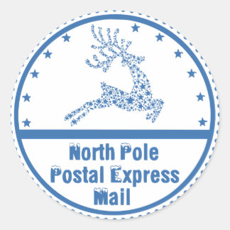 North Pole Postal Express Mail Stamp Classic Round Sticker