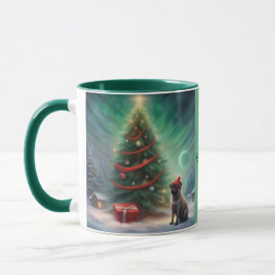 North Pole Pug by a Christmas Tree Mug