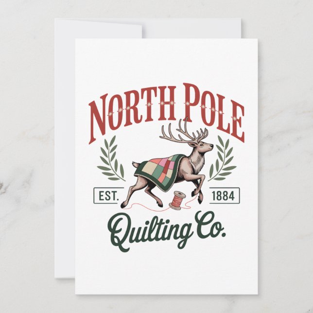 North Pole Quilting Funny Quilting Sewing Lover Thank You Card (Front)