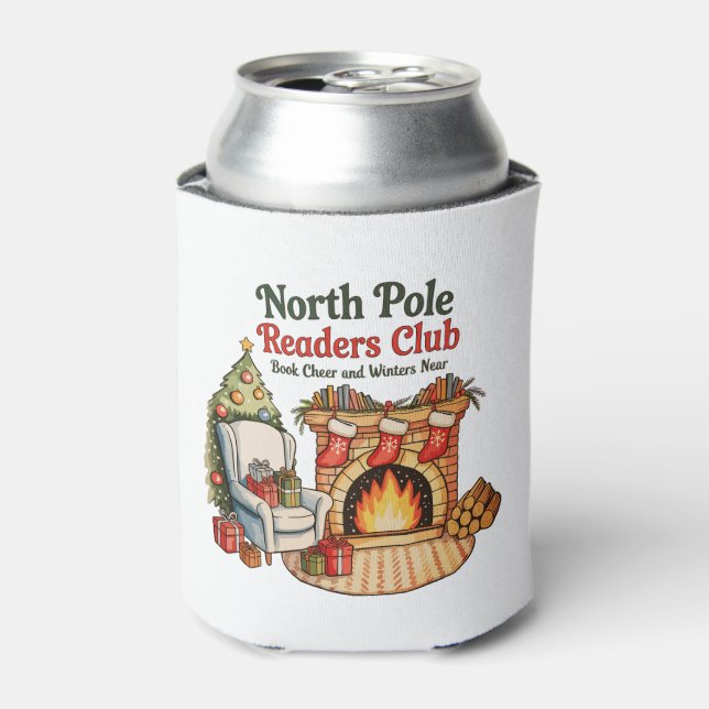 North Pole Readers Club Christmas Books Xmas Lover Can Cooler (Can Front)