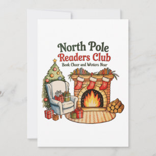 North Pole Readers Club Christmas Books Xmas Lover Holiday Card