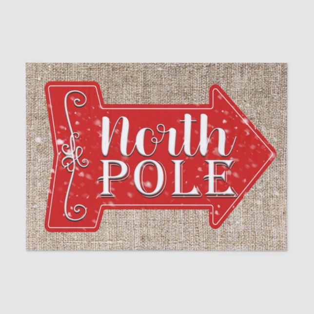 North Pole Red Arrow Rustic Christmas Holiday Tissue Paper (Front)