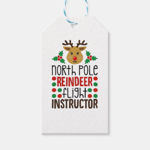 North Pole Reindeer Flight Instructor Christmas  Gift Tags