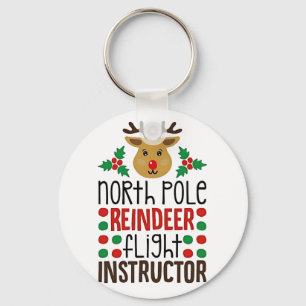 North Pole Reindeer Flight Instructor Christmas Key Ring