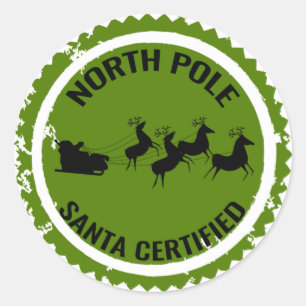 North Pole Santa Certified Classic Round Sticker