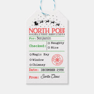 North Pole Santa Christmas Personalised  Gift Tags