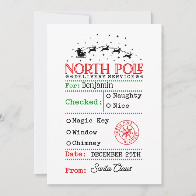North Pole Santa Christmas Personalised  Holiday Card (Front)