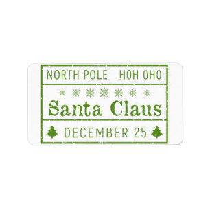 north pole santa claus stamp label