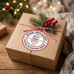 North Pole Santa Delivery Personalised Christmas Classic Round Sticker