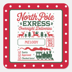 North Pole Santa express delivery dotted Square Sticker