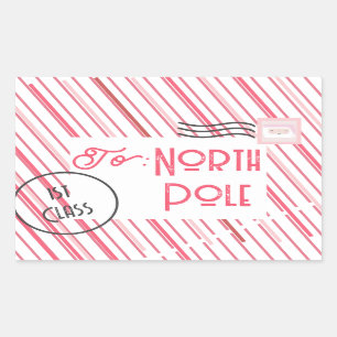 North Pole Santa Letter Kids Christmas Rectangular Sticker