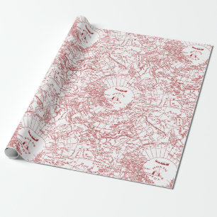 North Pole Santa Map Wrapping Paper