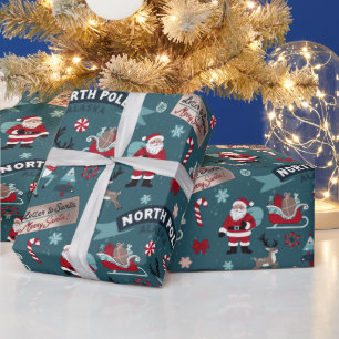 North Pole Santa Pattern — Festive Christmas Wrapping Paper