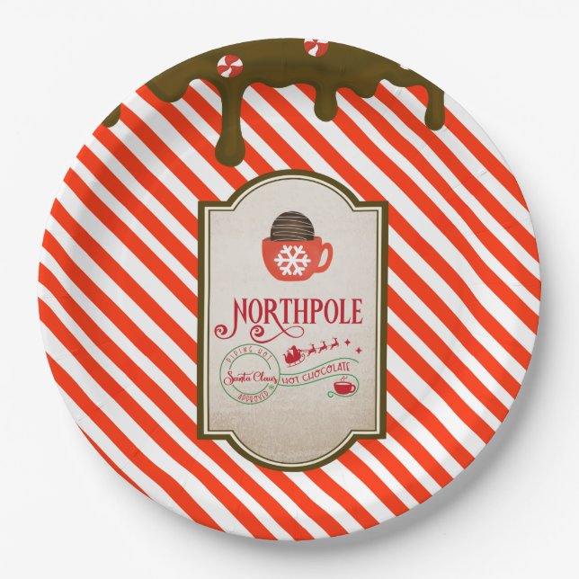 North Pole Santa Shop Funny Christmas Elf Made Paper Plate (Front)