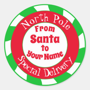 North Pole Santa Special Delivery Classic Round Sticker