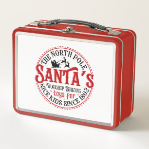 North Pole Santa's Work shop Metal Lunch Box