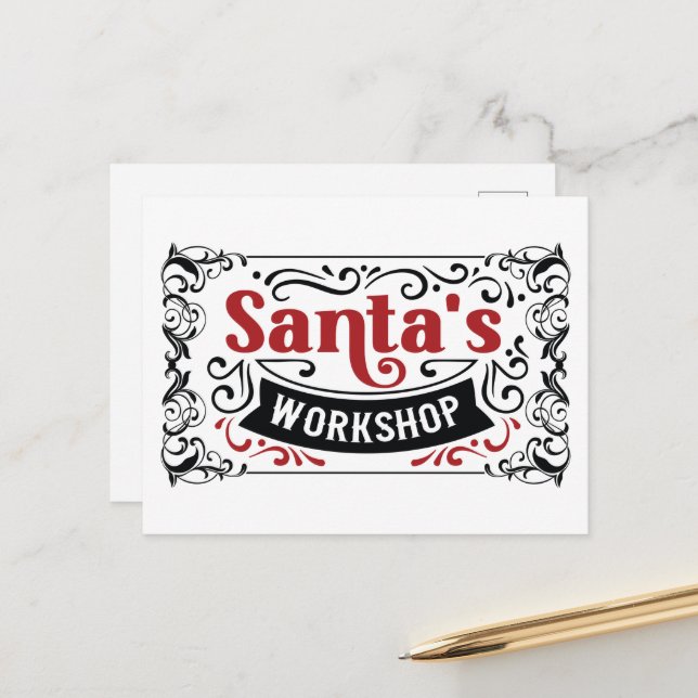 North Pole Santa's workshop Christmas Holiday Postcard (Front/Back In Situ)