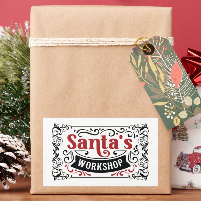 North Pole Santa's workshop  Rectangular Sticker (Holiday)