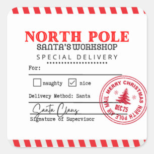North Pole Santa's Workshop Shipping Label Sticker