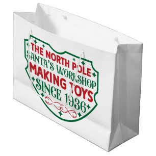 North Pole Santa's workshop toy Large Gift Bag