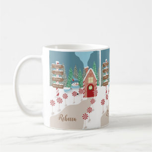 North Pole Scene Holiday Coffee Mug with Name