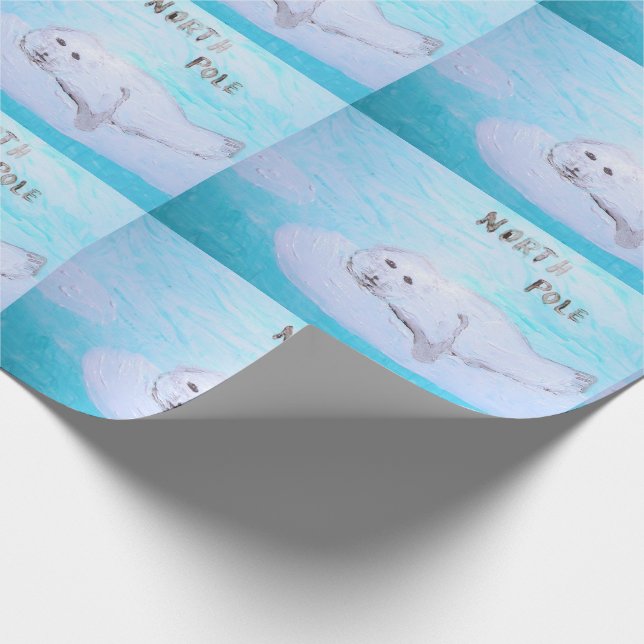 North Pole Seal Baby Seasons Greetings Wrapping Paper (Corner)
