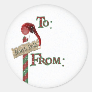 north pole sign gift tag