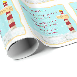 North Pole Signpost Letter from Santa Christmas Wrapping Paper