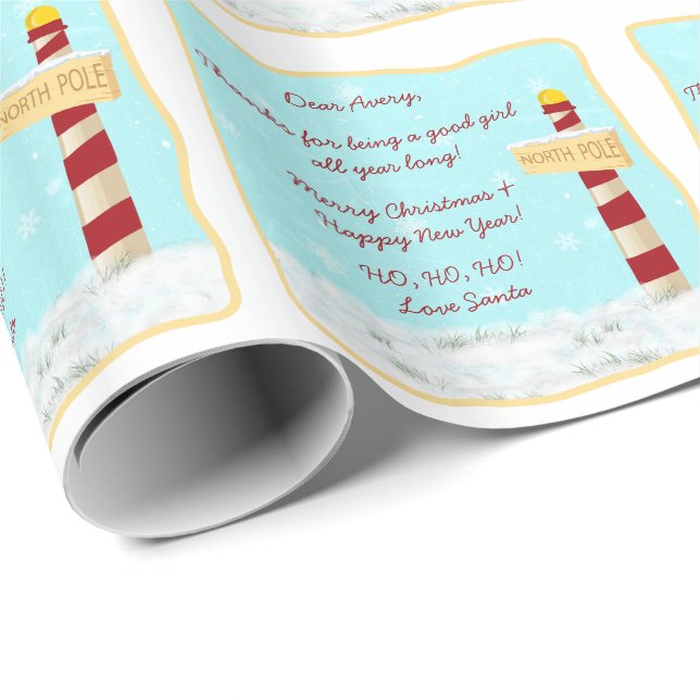 North Pole Signpost Letter from Santa Christmas Wrapping Paper (Roll Corner)