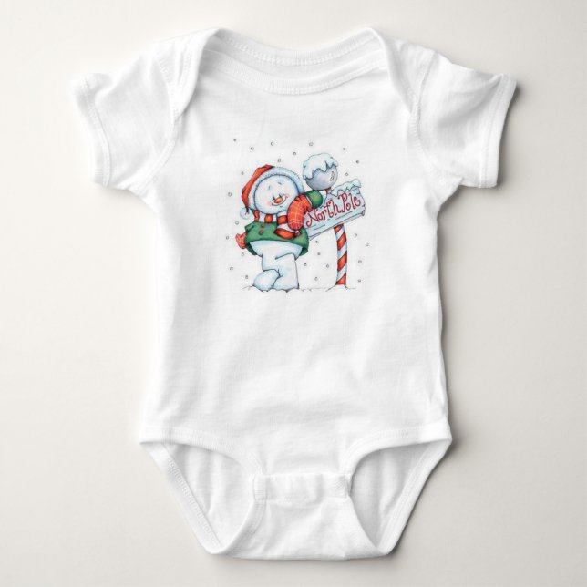North Pole Snowman Baby Bodysuit (Front)