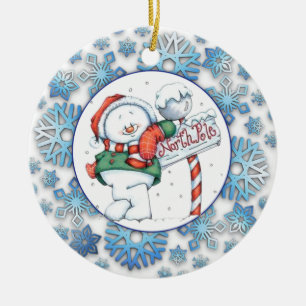 North Pole Snowman Ceramic Tree Decoration