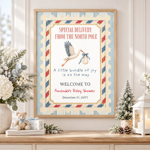 North Pole Special Delivery Baby Shower Welcome Poster