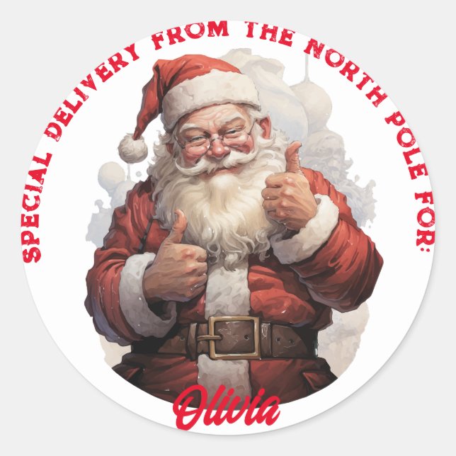 North Pole Special Delivery Customizable Gift Tag  (Front)