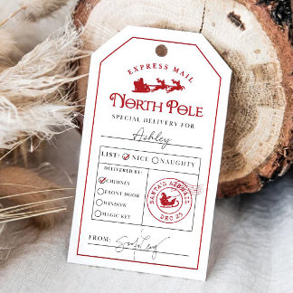 North Pole Special Delivery Gift Tag Santa Worksho
