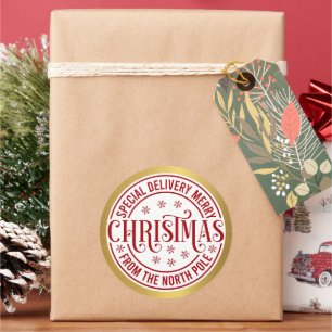 North Pole Special Delivery Merry Christmas Gift Classic Round Sticker