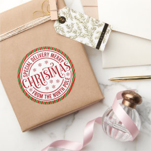 North Pole Special Delivery Merry Christmas Gift Classic Round Sticker