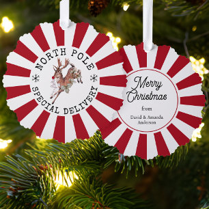 North Pole Special Delivery Rudolph Christmas Tree Decoration Card