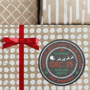 North Pole Special Delivery Santa Christmas Gift Classic Round Sticker