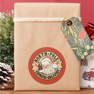 North Pole Special Delivery Santa Classic Round Sticker