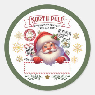 North Pole Special Delivery Santa Kids Gift Classic Round Sticker