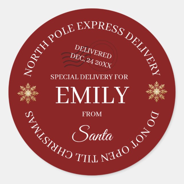 North Pole Special Delivery Stickers (Front)