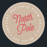 North Pole Special Delviery Kraft Sticker<br><div class="desc">Bring a little excitement and wonder to your holiday packaging this year with speciality stickers and gift wrap from Blush Paper Co.  Our festive stickers feature personalisation like you've never seen before!</div>