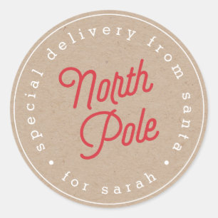North Pole Special Delviery Kraft Sticker